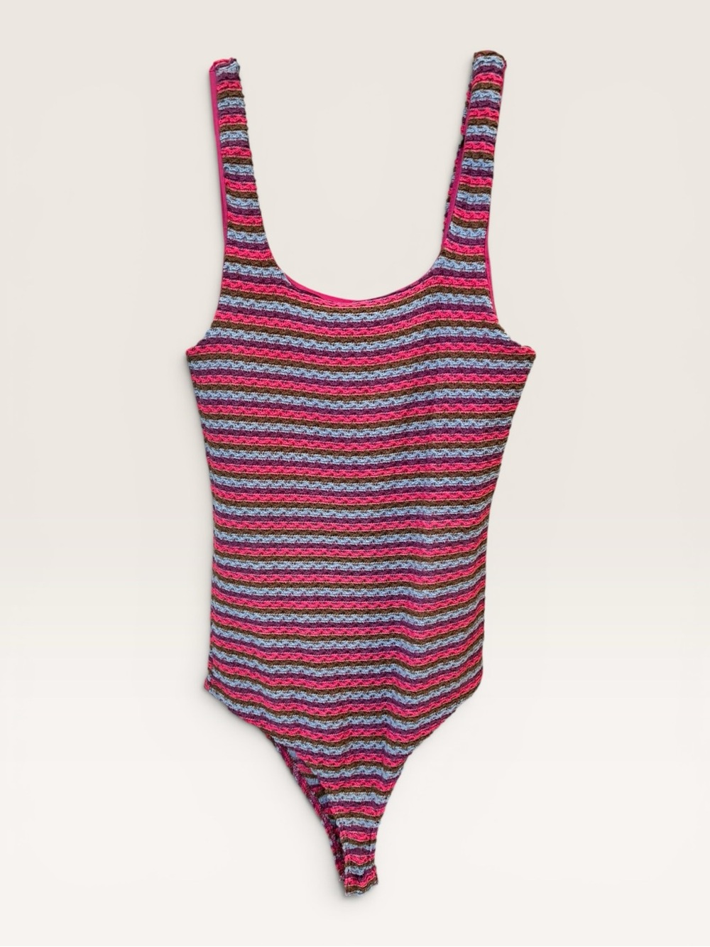 Gilli knitted Boho Striped Pink & Blue bodysuit size large